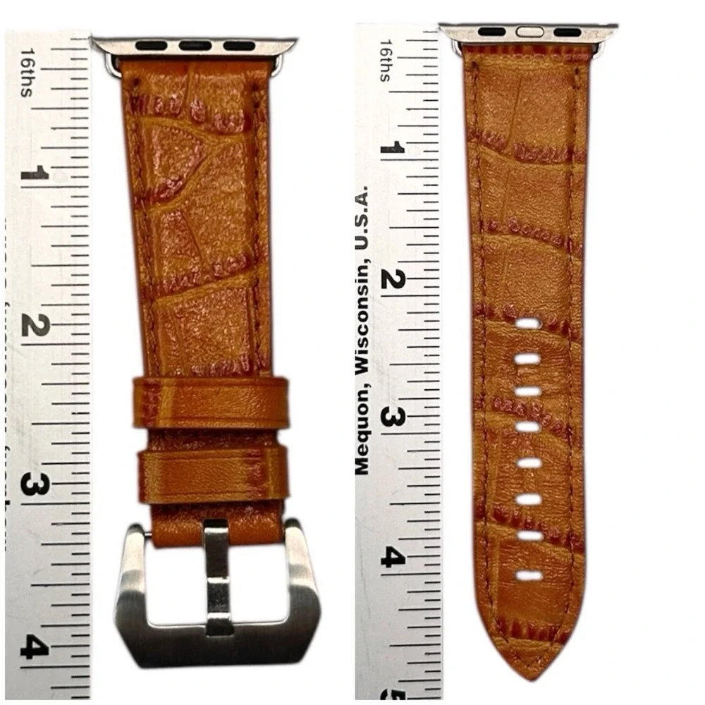 LEATHER Croc Embossed Strap for Apple Smart Watch 38mm 40mm 41mm Classic NWOT